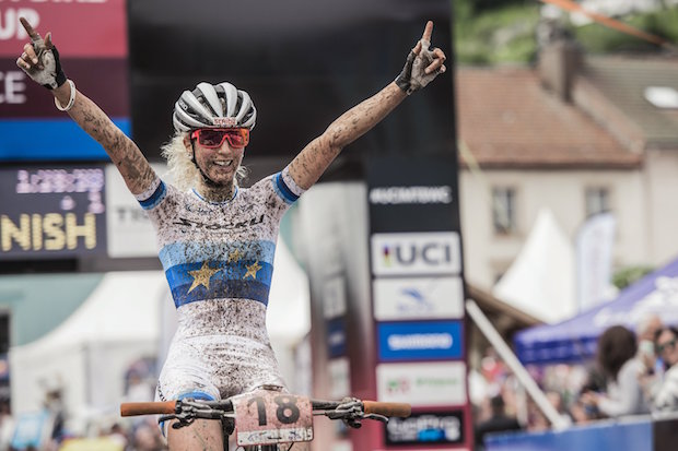 Jolanda Neff performs at the UCI XCO World Tour in La Bresse, France on May 29th, 2016 // Bartek Wolinski/Red Bull Content Pool // P-20160529-01964 // Usage for editorial use only // Please go to www.redbullcontentpool.com for further information. //